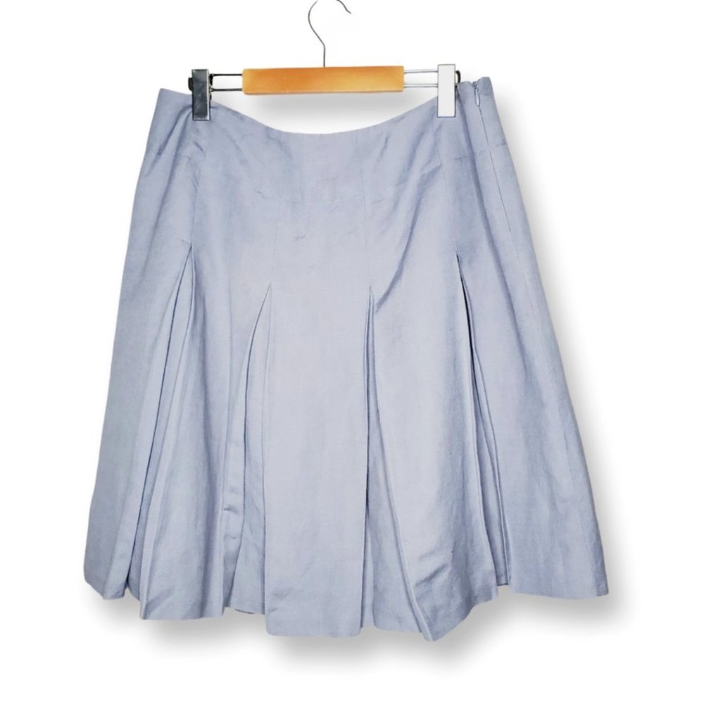 Calvin Klein Skirt Pleated Linen Academia Schoolgirl Greyish Blue 12